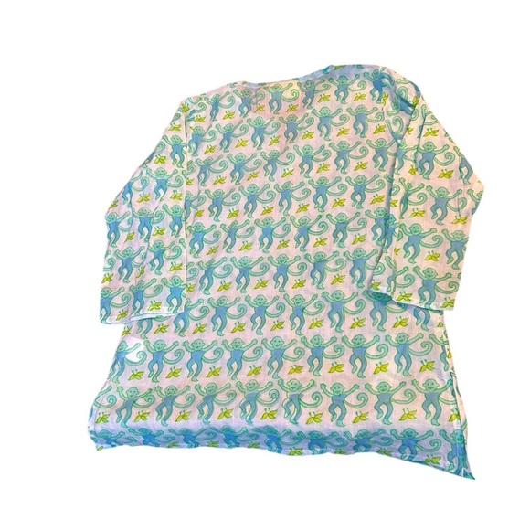 Roller Rabbit Blue and Green Monkey Girl’s Cotton Swim Coverup - Picture 2 of 4